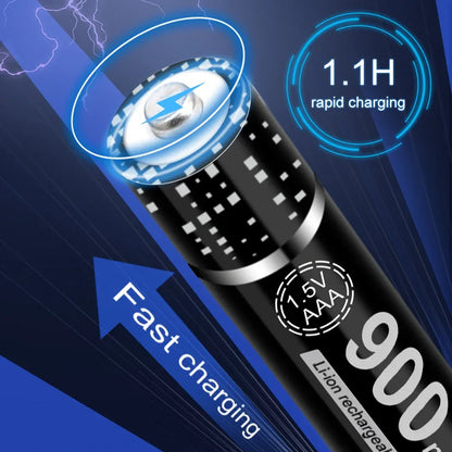 100% New 1.5V AAA Rechargeable Battery 900mWh 1.5V Li-ion Lithium Liion Li ion 3A aaa Batteries for Toy Car Camera Flashlight