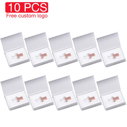 10PCS/LOT Crystal USB 2.0 Wedding Gift Flash Drives Free Custom Logo Pen Drive 100% Real Capacity Stick 128GB 8GB 16GB 32GB 64GB