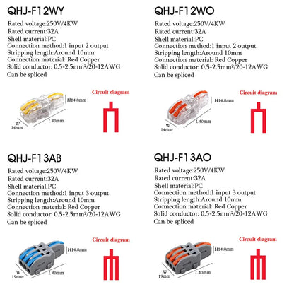Wire Connector 1 Input Multiple Output Electrical Splitter Push-in Terminal Block Butt Home LED Light Quick Wiring Connectors