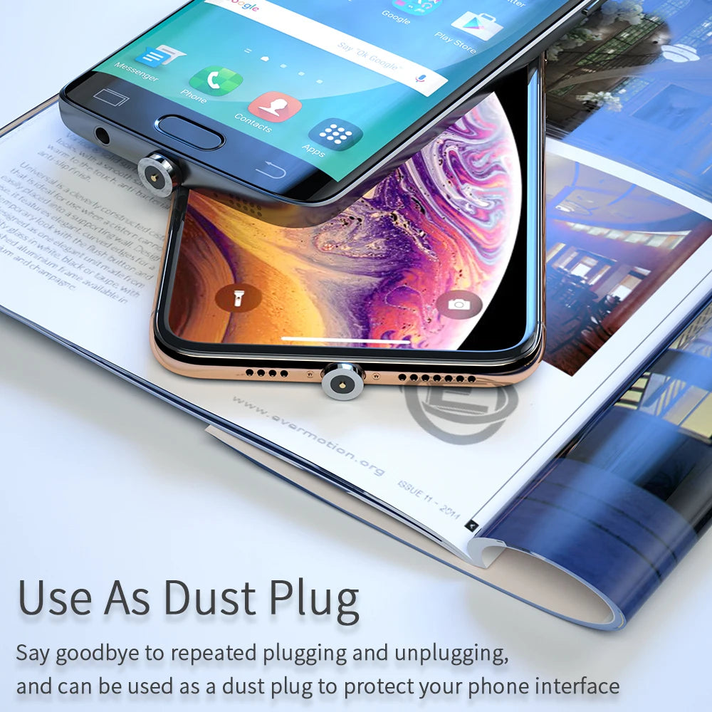 540 Degree Searchlight Magnetic Charger 3 in 1 Suction Rotary Micro Charging Cable With Type-C USBC LOS for Phone Pad