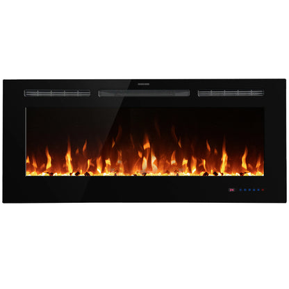Luxstar 36-Inch Indoor Electric Fireplace Heater 1500W Recessed Wall Remote Control Real LED Flame Crystal Log for Household Use