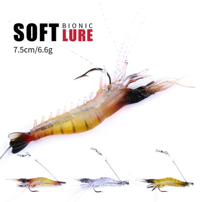 7.5cm/6.6g Plastic Fishing Bait Soft Swim Shrimp Lure Bionic Shrimp Lures for River and Lake Hot Sale Products