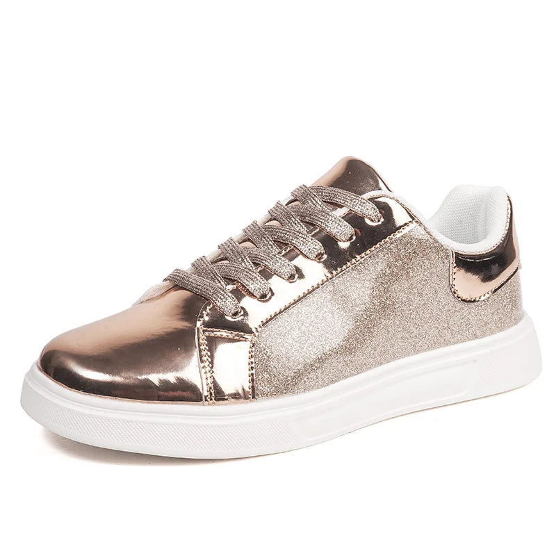 New Wholesale Women's Glitter Sneaker Sparkly High Quality 2024 Flat White Party Shoes Fashion Design Low Prices Factory OEM