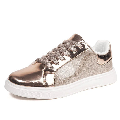 New Wholesale Women's Glitter Sneaker Sparkly High Quality 2024 Flat White Party Shoes Fashion Design Low Prices Factory OEM