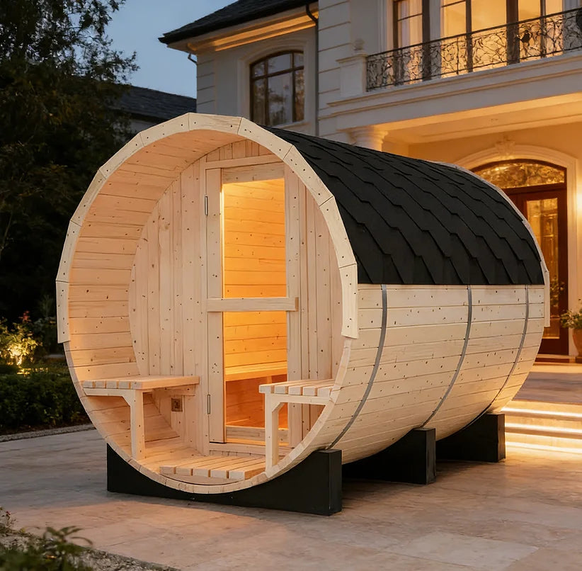 3 Days Delivery Extra Large 4-6 Person Outdoor Solid Wood Barrel Sauna Premium Natural White Spruce Wood in USA Warehouse