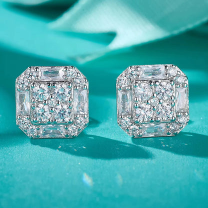 Wholesale Luxury Lab Grown Diamond Earrings Rhodium S925 Sterling Silver Fine VVS Moissanite Women Stud Earrings