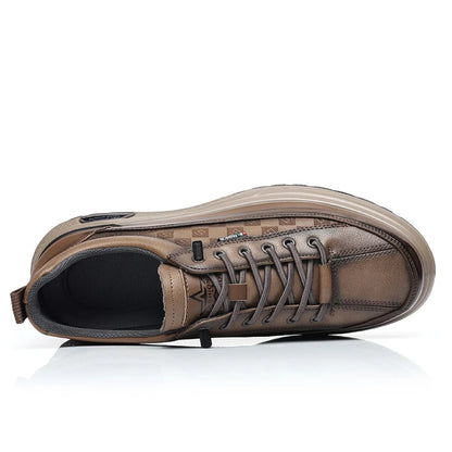 New High Quality Cowhide Shoes Men Classic Business Gentleman Oxford Real Cow Leather Elevator Sneaker Lace-up Brand Shoe Office