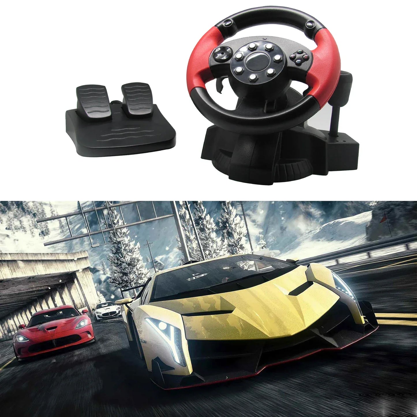 Racing Steering Wheel For PS3 / PS2 Game Steering Wheel PC Vibration Remote Controller Wheels Drive For PC