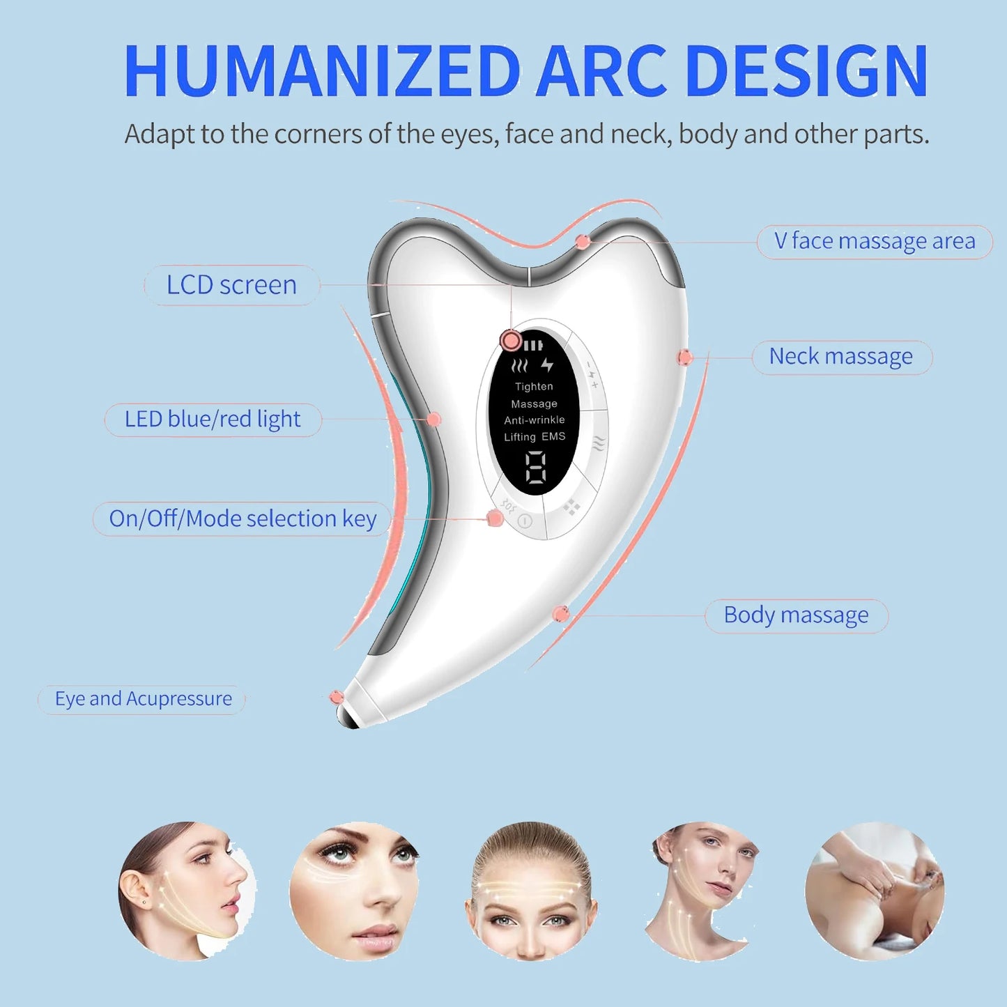 Hot Sell Rechargeable Ems Vibration Neck Anti Wrinkle Face Lifting Neck Lift Wrinkle Remover Beauty Device