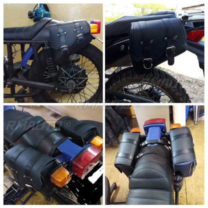 A Pair Universal PU Leather Saddle Bag Motorcycle Luggage Motorcycle Saddlebags Saddlebags Pouch for Harley Waterproof