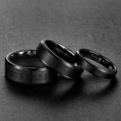 OAHLAN 4/6/8mm Black Ceramic Ring Brushed Comfort Fit Couple Wedding Band Engagement Rings Men Women Fashion Jewelry Size4-15