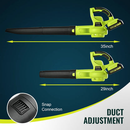 Green 21V Cordless Leaf Blower Efficient And Powerful With 2 Battery And Charger Used For Cleaning Dust And Fallen Leaves
