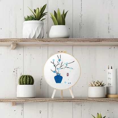 Factory DIY Blues Flower Arrangement Practice Embroidery Set for Beginners Semi finished Handmade Cross stitch Decoration Crafts