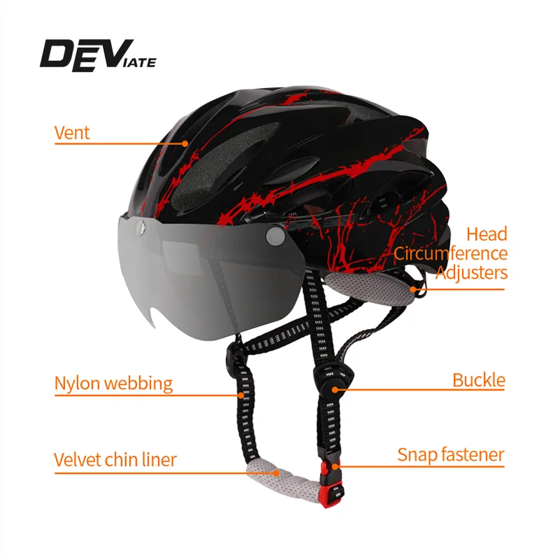 DEVIATE OEM ODM Custom Adjustable Dirt Bike Helmet with 11-15 Air Vents EPS+PC Material for E-Bike & Biking