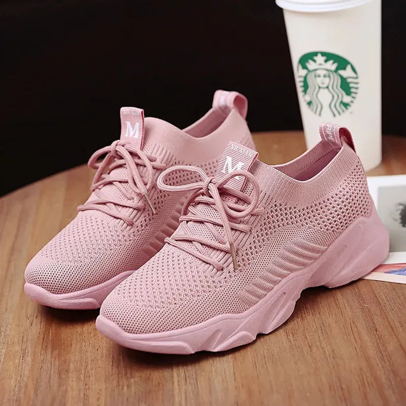 Women's Trendy Casual Mesh Running Sneakers Comfortable and Breathable with Lighted Feature for Autumn Season Low Price