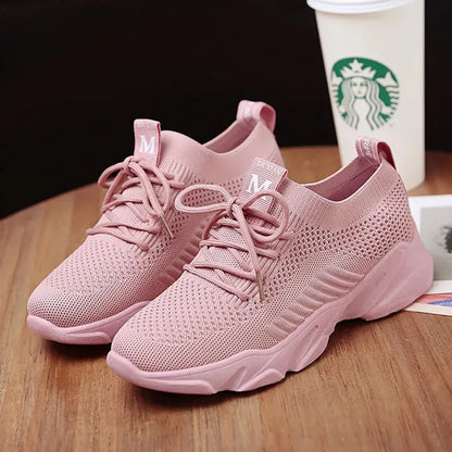 Women's Trendy Casual Mesh Running Sneakers Comfortable and Breathable with Lighted Feature for Autumn Season Low Price