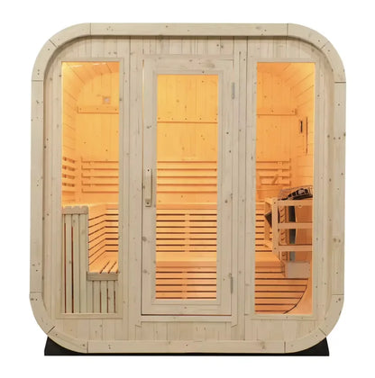 Premium Outdoor Canadian Red Cedar Sauna with Electric Heater and Tempered Glass Door for Backyard