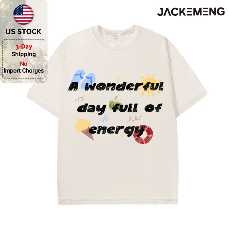Oversized Vintage Retro Beach Cartoon Streetwear Print Tshirt USA Stock Wholesale Y2K Casual Tee