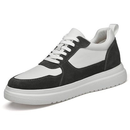 Men's Skateboarding Shoes Sneakers Skate Shoes Height Increasing Thick Sole Platform Leather Low-top Lace up Flats Casual