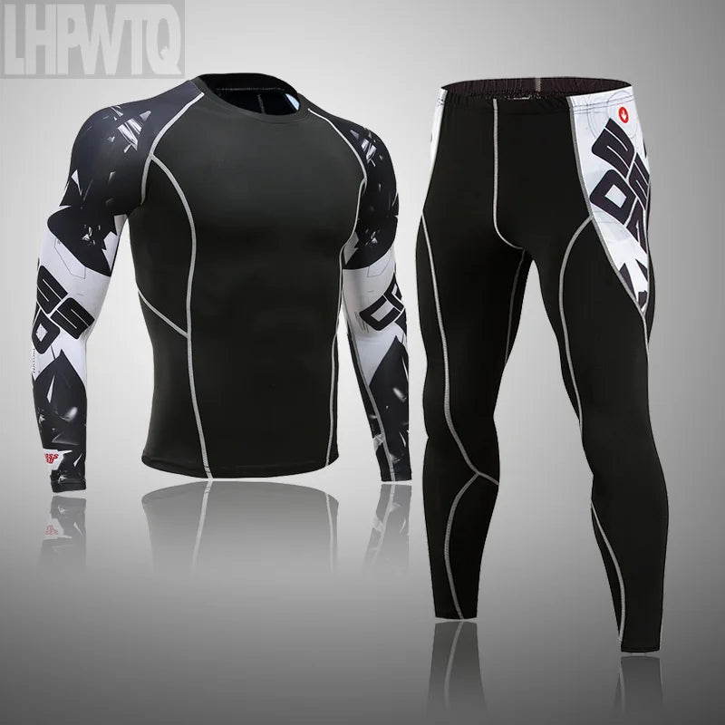 Men's Thermal Underwear Set MMA Tactics Leggings Solid Color Costume Compress Fitness Long Johns Men Winter Brands  Men