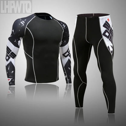 Men's Thermal Underwear Set MMA Tactics Leggings Solid Color Costume Compress Fitness Long Johns Men Winter Brands  Men
