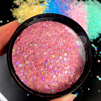 Bulk KG Bag Holographic Macaron Glitters Solvent Resistant Polyester Chunky Glitter for Resin Craft Tumbler Snowglobe