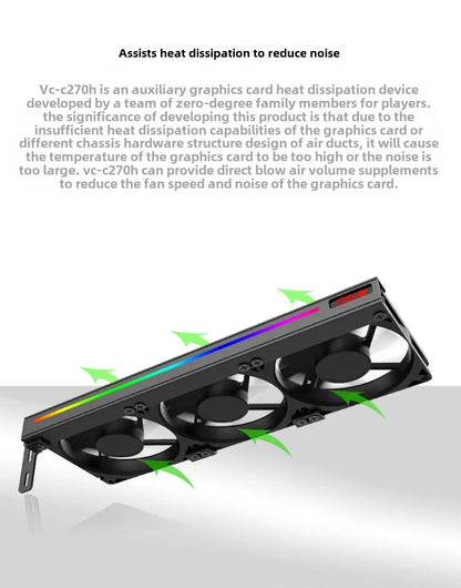 TEUCER VC-C270 Auxiliary PCI Case Ball Bearing Plastic Heatsink for Graphics Card Cooler Efficient CPU Computer Cooling Fan