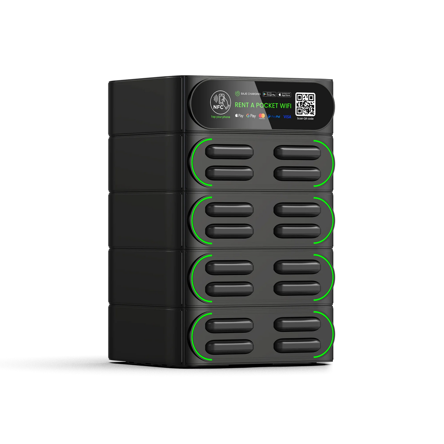 Bajie Charging Rental Station 16 Stack Sharing Power Bank Vending Machine with Mifi Fast Charger Mobile Phone Charging Station