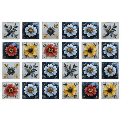 24 Pcs 7.87 X 7.87 Inch Waterproof PVC Backsplash Tile Self Adhesive Tile Stickers Peel and Stick Wall Tiles for Kitchen