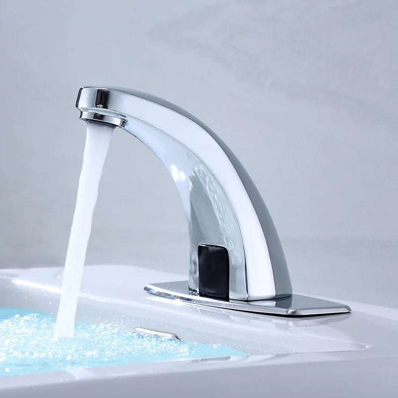 Modern Design Automatic Shut-Off Motion Sensor Faucet Deck Mounted Medical Construction for Infection Prevention Single Hole