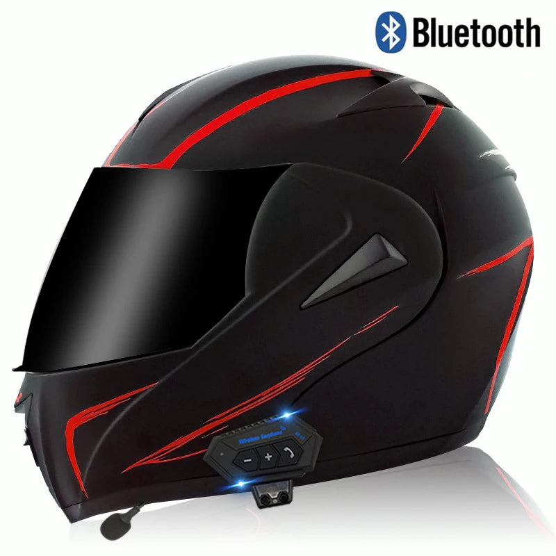 Carbon Fiber Pattern Electric Scooter Motorcycle Blueto0th Wireless Headphone Speaker Open Face Double Lens Full Face Helmets