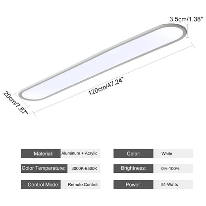 51W LED Flush Mount Ceiling Light, Dimmable Modern Linear Lamp, Low Profile High Brightness Fixture for Kitchen, Shop