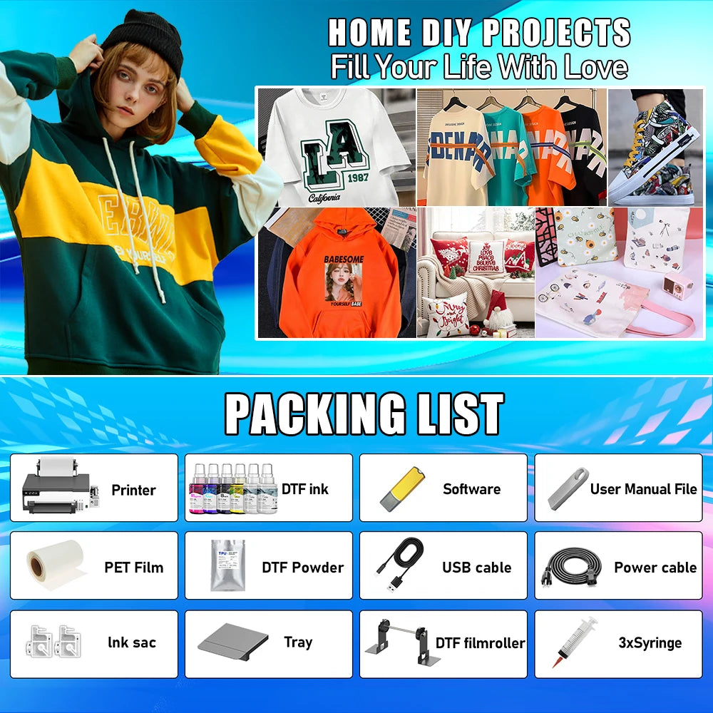 Better Printing Effect A4 Roll Machine XP600 t Shirt Printer Machine for Home Use DTF  New Arrival Inkjet Machine