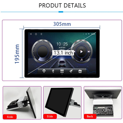 LELV 13.1inch Android 14 Auto Car Radio GPS Stereo 1Din/2Din Universal 360 Degree Rotation Multimedia Player DSP Carplay 4G