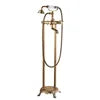 Freestanding Floor Mounted Shower Bathtub Faucet with Dual Handle Brass Construction Modern Design Hotel Use Bronze Finish