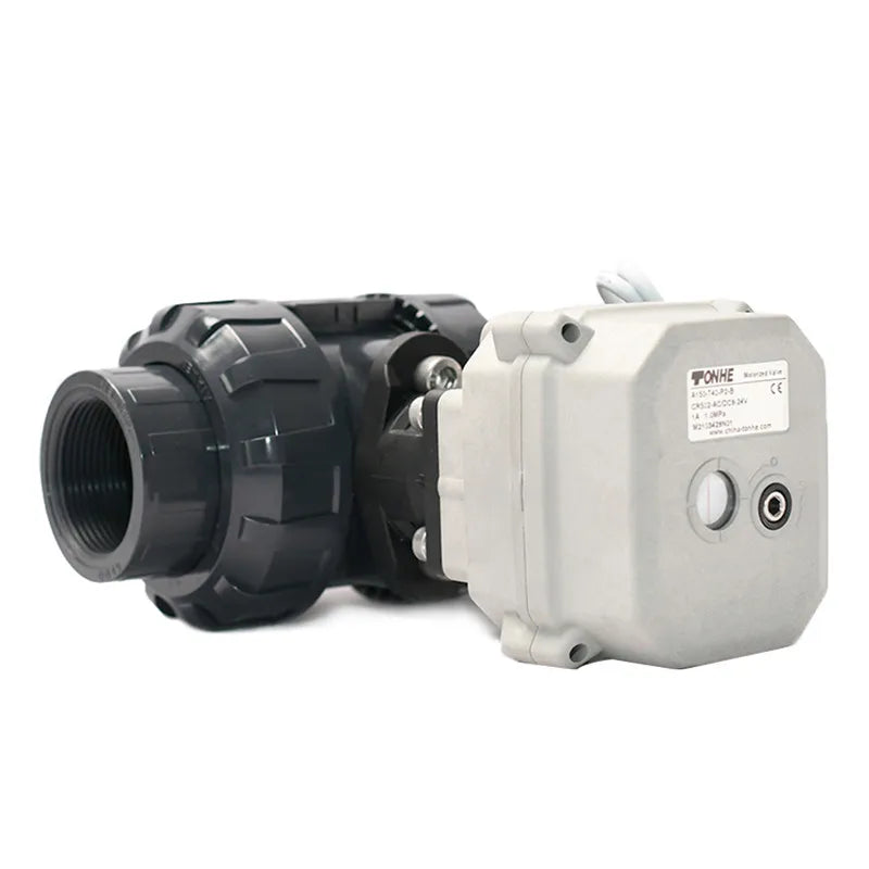 1-1/2'' DN40 BSP/NPT/Non-thread UPVC True Union Motorized Ball Valve 12-24VDC & 24VAC 110-230VAC Auto Return Failsafe by PDG ibma