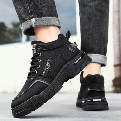 Y 39-46 Men's New Breathable High-top Cargo Shoes with Versatile Platform Soles to Increase the Height of Casual Booties