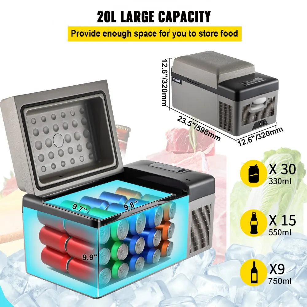 Car Refrigerator 20L Compressor Portable Small Refrigerator Car Refrigerator Freezer Vehicle Car Truck RV Boat Mini Electric