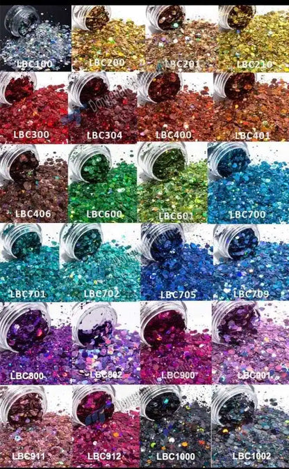 Prime Quality Wholesale PET Glitter Shapes Holographic or Iridescent Chunky Mixes Hexagon Glitter