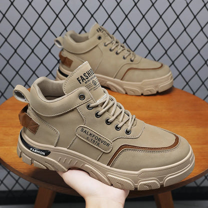 Y 39-46 Men's New Breathable High-top Cargo Shoes with Versatile Platform Soles to Increase the Height of Casual Booties