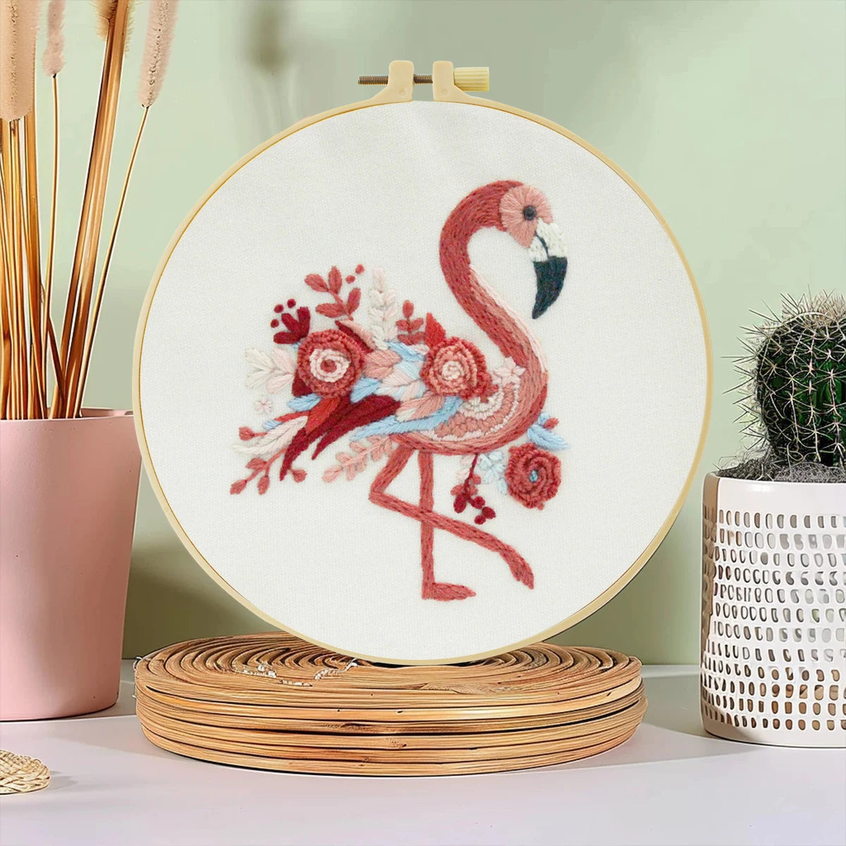 Factory DIY flamingo Practice Embroidery Set for Beginners Semi finished Handmade Cross stitch Decoration Crafts