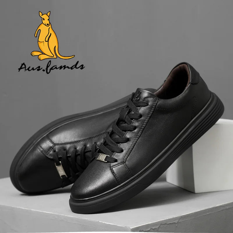 Men's Trendy Casual Athletic Shoes with Kangaroo Logo Cowhide Pigskin Top Layer Lining Stylish Rubber Outsole for Walking Style