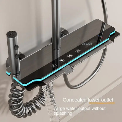 2026 New  Factory Price Shower System Digital Display Shower Faucet Set Space Aluminum Wall Mount Piano Keys Rain Shower Set