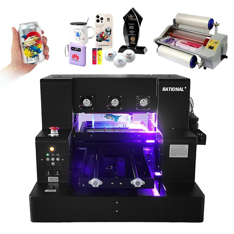 3050 UV DTF Printer Multi Color Inkjet Printers Cup Wrap Irregularly Shaped Bottle Sticker A3 UV Flatbed Printer