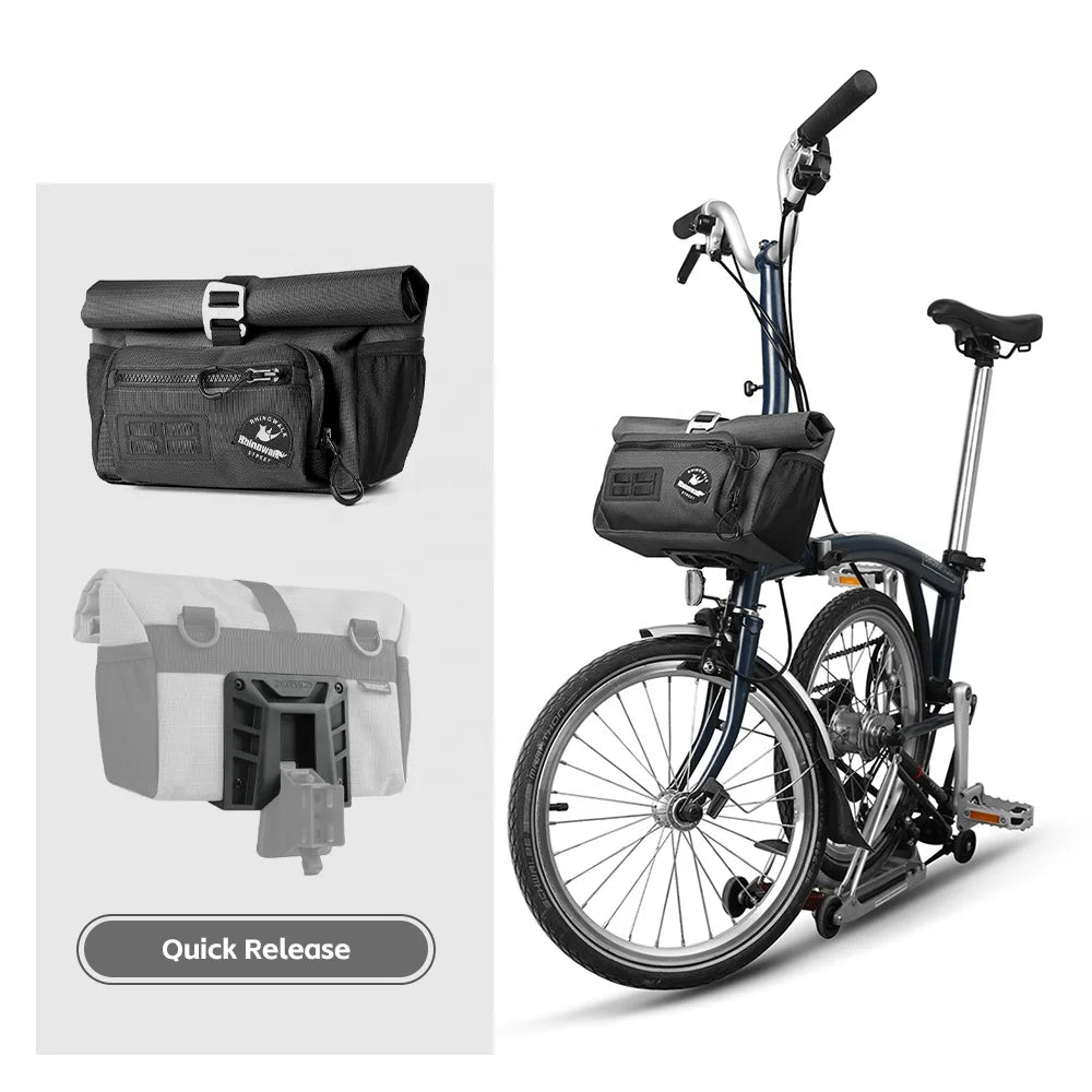 For Rhinowalk 4L Durable Urban Bike Handlebar Bag Quick Release Front Storage for Commuting Cycling City Bicycle Storage Solutio