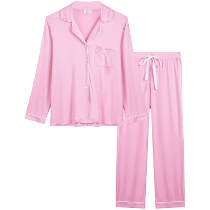 Joyaria Pajama Sets Women Long Sleeve Sleepwear Button Down Pj Pants Set Soft Bamboo Female Night Suit PJS Women Pyjamas Femmes