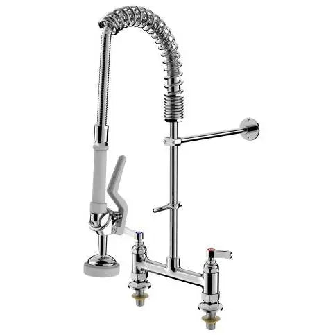 Sunmax Commercial Kitchen Faucet Long Spout Pull-Down Stainless Steel Restaurant Pre-Rinse Sense Faucet for Hotels Restaurants