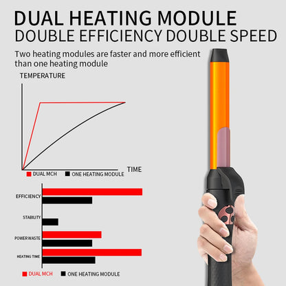 Automatic MCH Electric Hair Curler Portable Ceramic Rotating Multi Self Grip LCD Temperature Display for Household Use