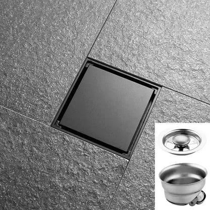 Brushed 4-Inch Square Stainless Steel Shower Floor Drain Invisible Brushed Grate Cover Strainer Tile Insert Bathroom Drainer