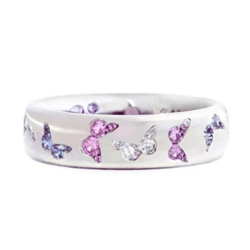 Butterfly Gemstone Rings For Women Lab Created Cubic Zirconia Pave Setting Fashion Jewelry Gift Ring H111